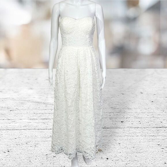 Express Strapless Lace MIDI Dress - Picture 1 of 7
